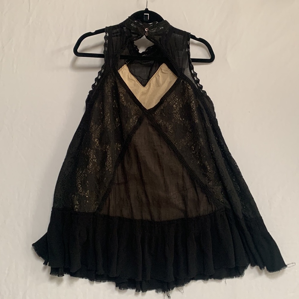Free people tunic dress lacy gauzy lined size large - Picture 3 of 7